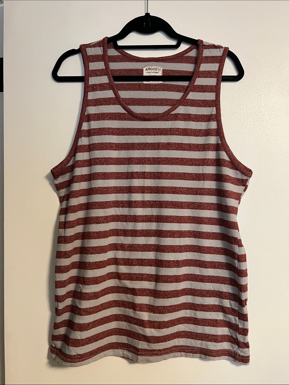 Striped Sleeveless Tank Top - Burgundy/Gray